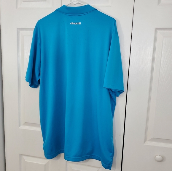 Adidas Mens Golf Polo Climachill Technology 2XL DriFit Blue With White Stripe - Picture 8 of 13